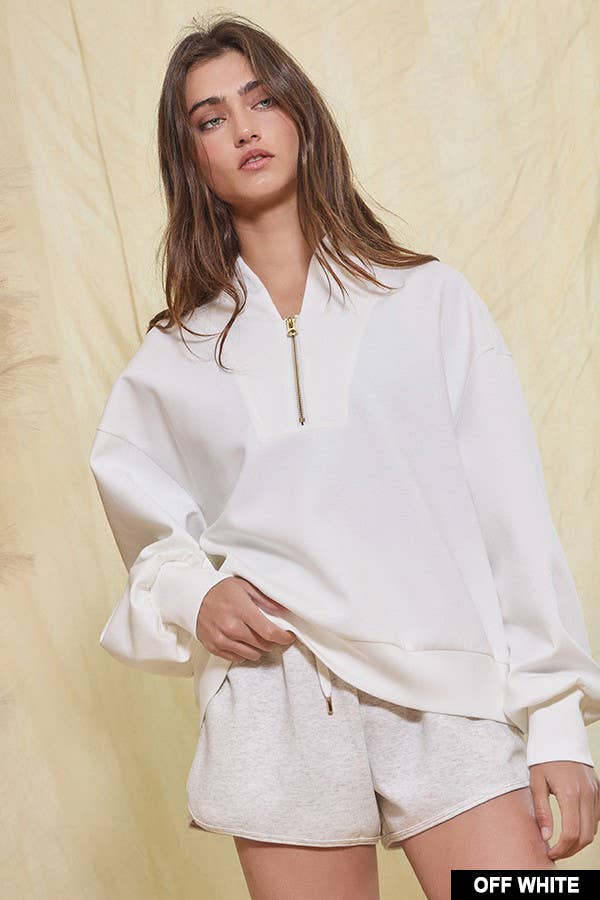 BUCKETLIST INC - Wholesale Sweatshirt - Women's - IT2154 Half Zip-up Scuba Sweatshirts1