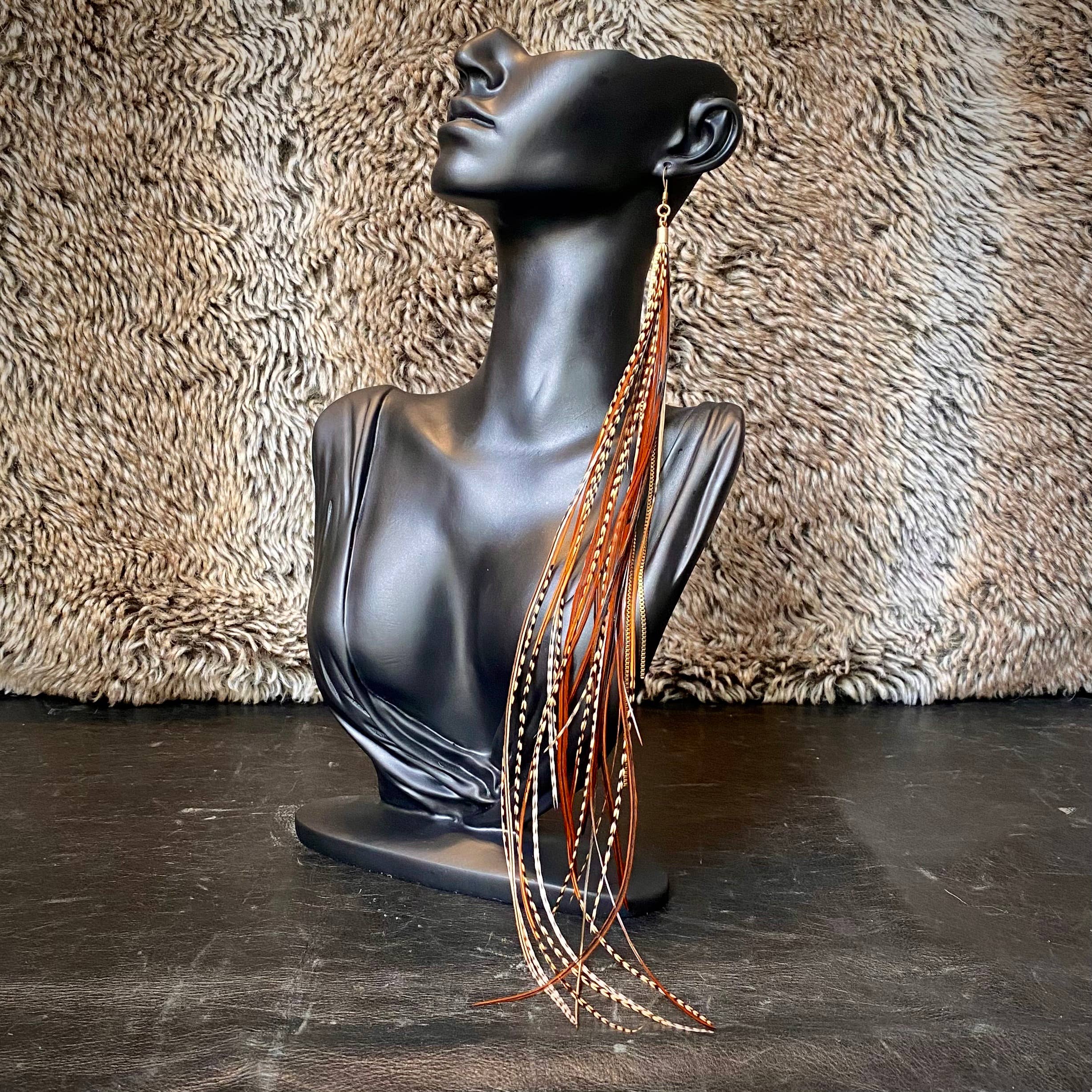 ASTALI - Wholesale Tassel Earrings - Extra Long Feather Earrings - Fawn & Grizzly, Boho Western7