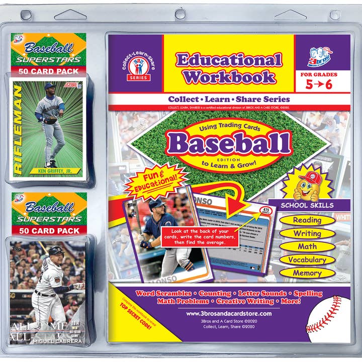 3bros And A Card Store - Vendita all'ingrosso Giochi di carte - Cartella di esercizi educativi sul baseball (classi quinta-sesta)1