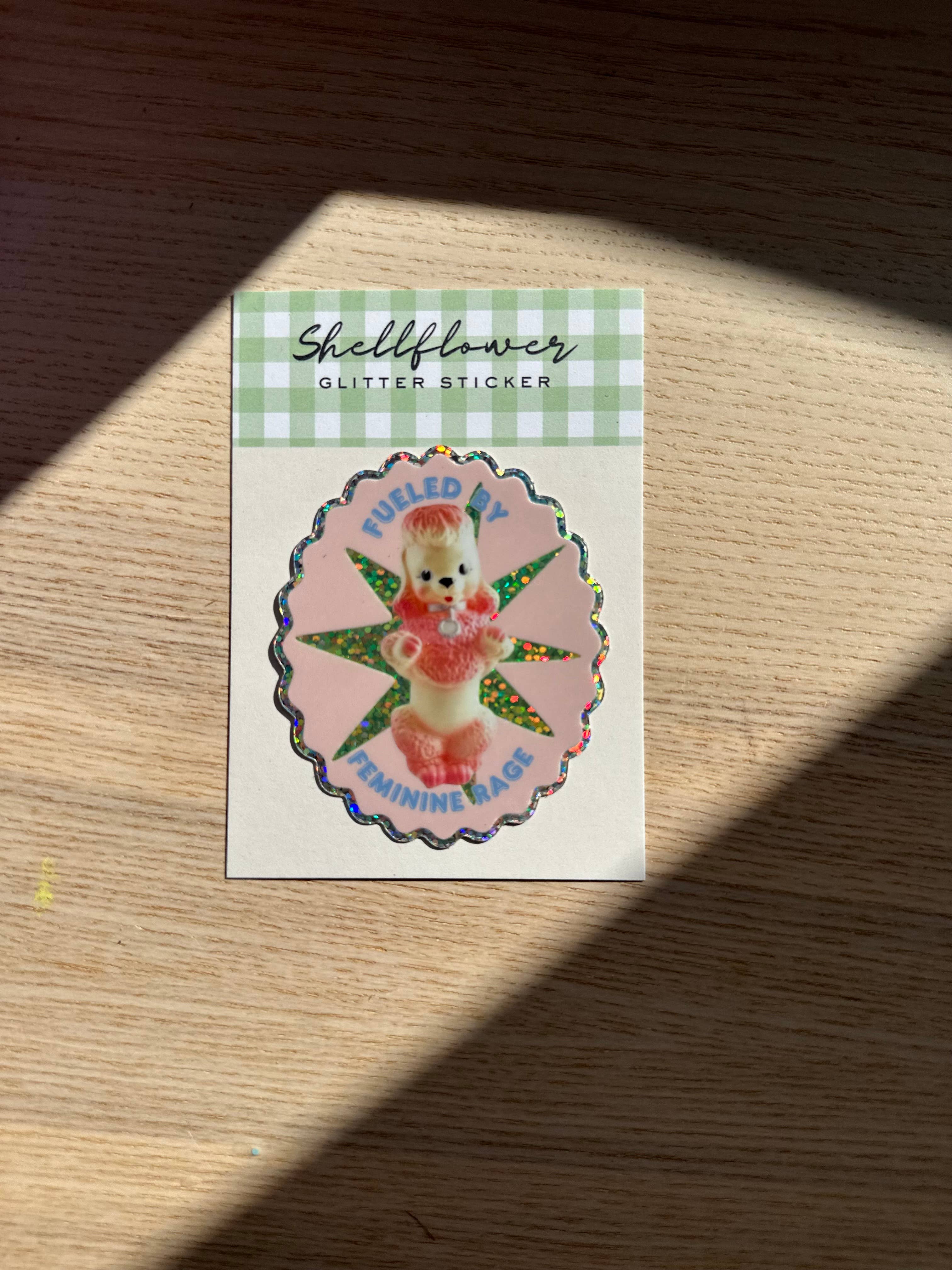 Shellflower - Wholesale Sticker - Fueled By Feminine Rage Poodle Vinyl Glitter Sticker 1