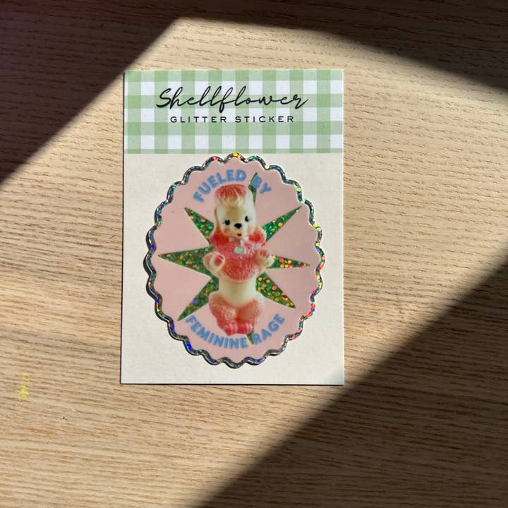 Shellflower - Wholesale Sticker - Fueled By Feminine Rage Poodle Vinyl Glitter Sticker 1