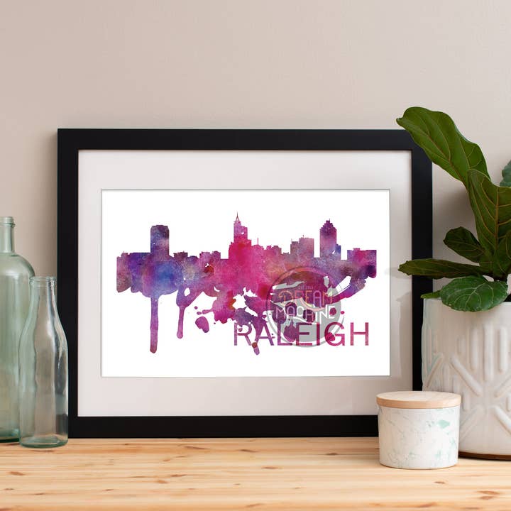 Raleigh Watercolor Skyline, Raleigh Skyline, Raleigh Art, Raleigh Poster, Raleigh Print, Raleigh Art, Raleigh Art, Raleigh WCS128 para venta al por mayor de DreamMachine Prints