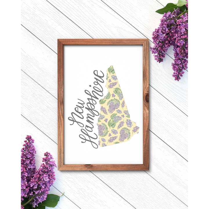 New Hampshire State Kaart Kunst Afdrukken voor wholesale door Erica Catherine Illustration
