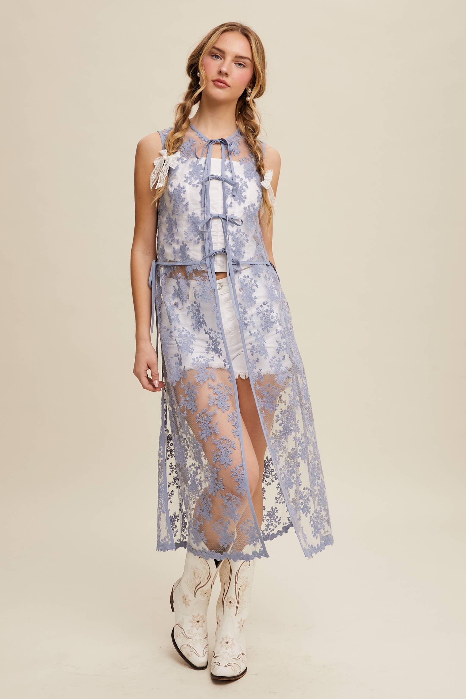 Listicle - Wholesale Outerwear Vest - Women's - Sheer Floral Embroidered Lace Vest32