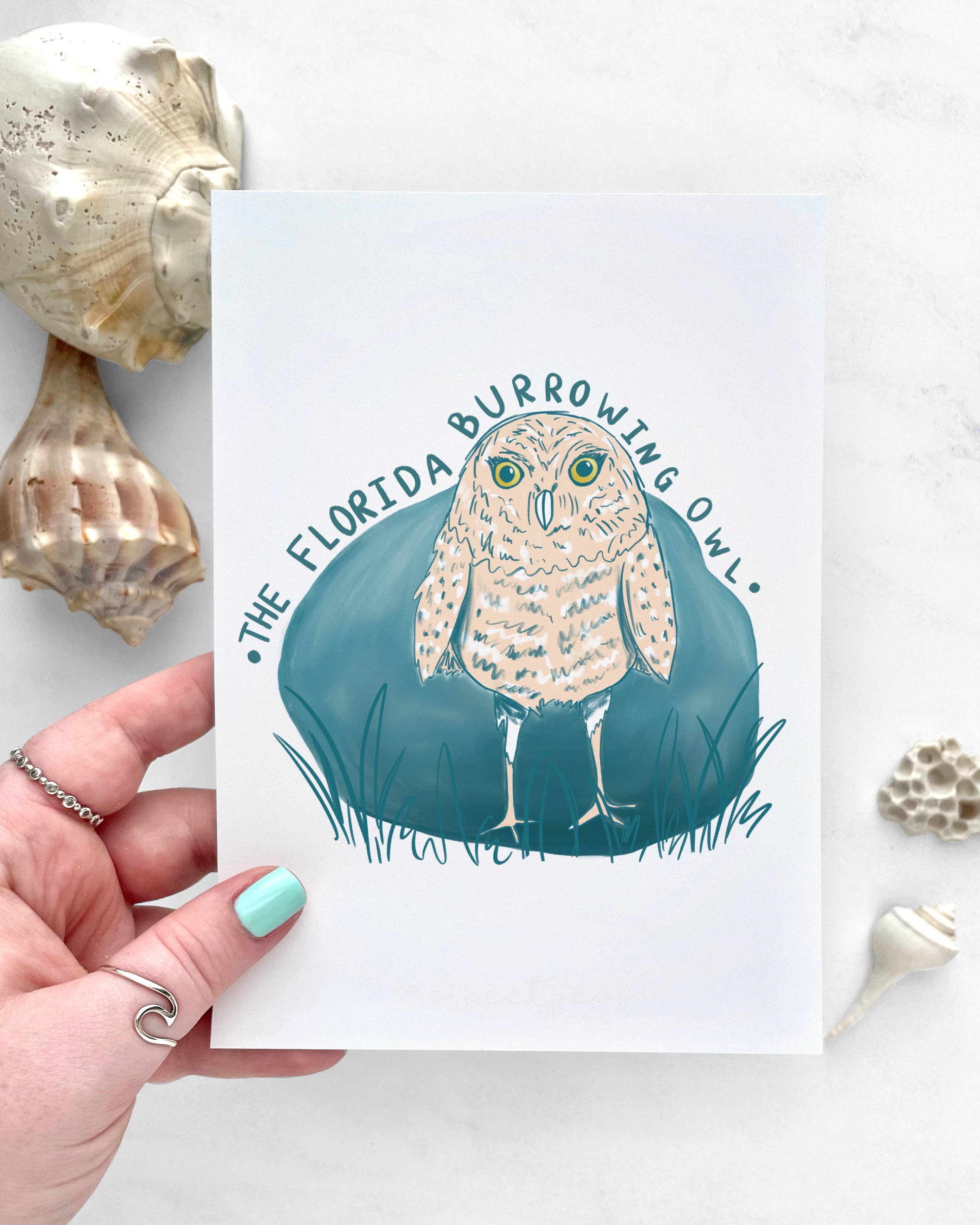 25 Sweetpeas - Wholesale Art Print - Burrowing Owl Art Print, Bird Art, Florida Burrowing Owl2