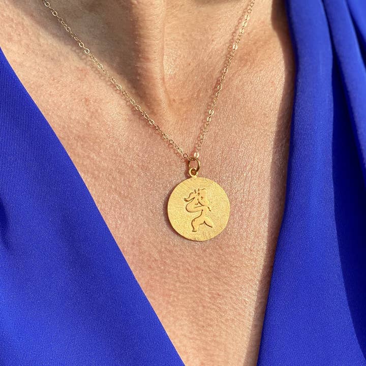 Sitting Mermaid Ocean Inspired Gold Filled Necklace for wholesale by Gogh Jewelry Design