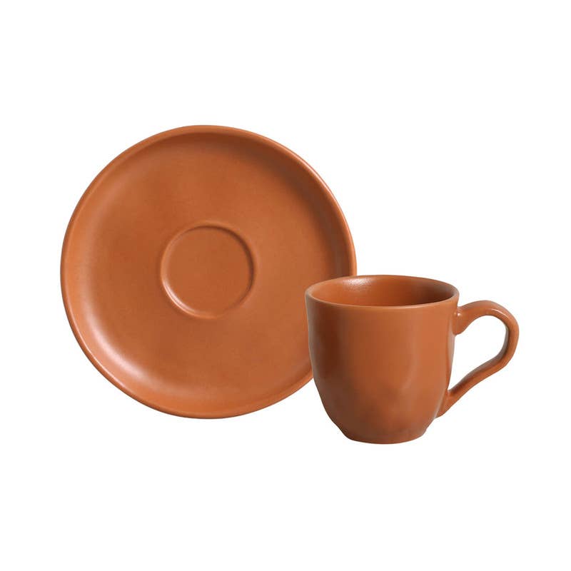 Brown Organic Expresso coffee cup and Saucer 4.06 Oz Terracotta for wholesale on Faire