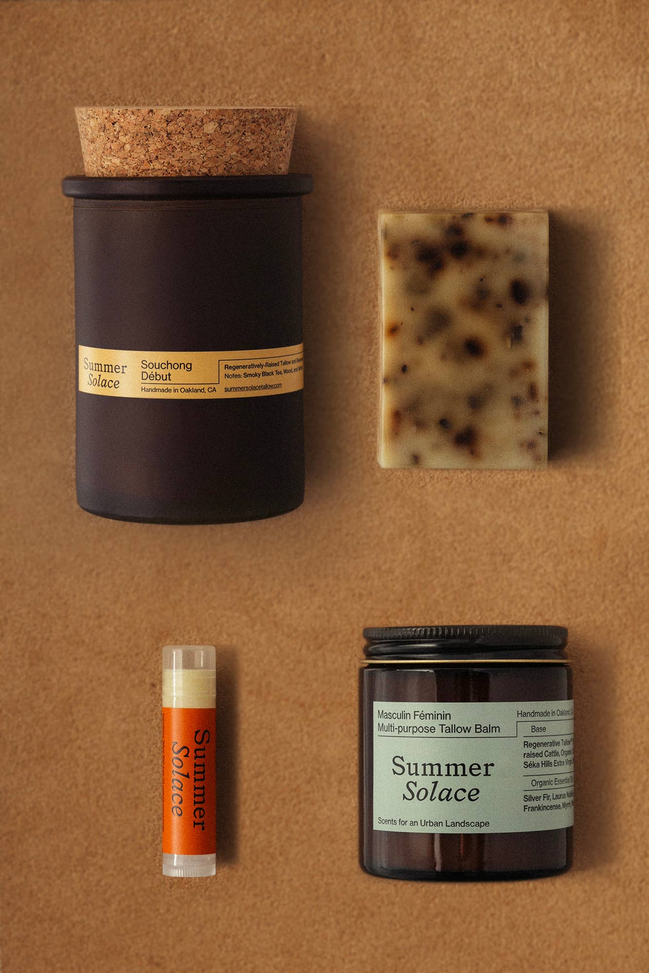 SUMMER SOLACE- Regenerative Tallow Beauty - Vendita all'ingrosso Candela in vasetto - Souchong Debut – Candela di sego al tè nero e vetiver, 6 oz7