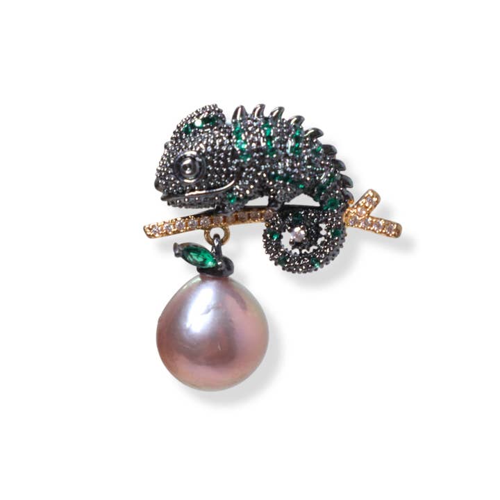 Chamäleon Flüsterperlenbrosche für den Großhandel von Ninemoo