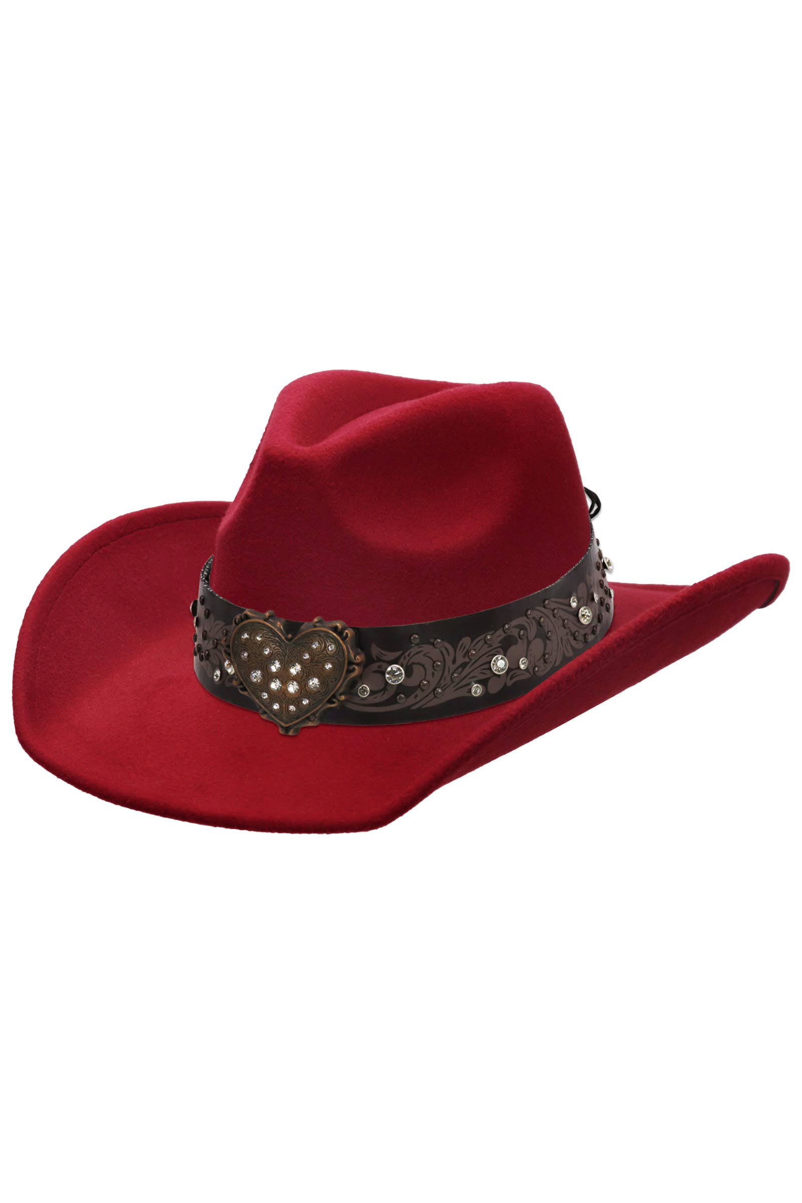 Cap Zone - Venta al por mayor Sombrero cowboy - Unisex - Sombrero vaquero de fieltro con cinturón de strass en forma de corazón3