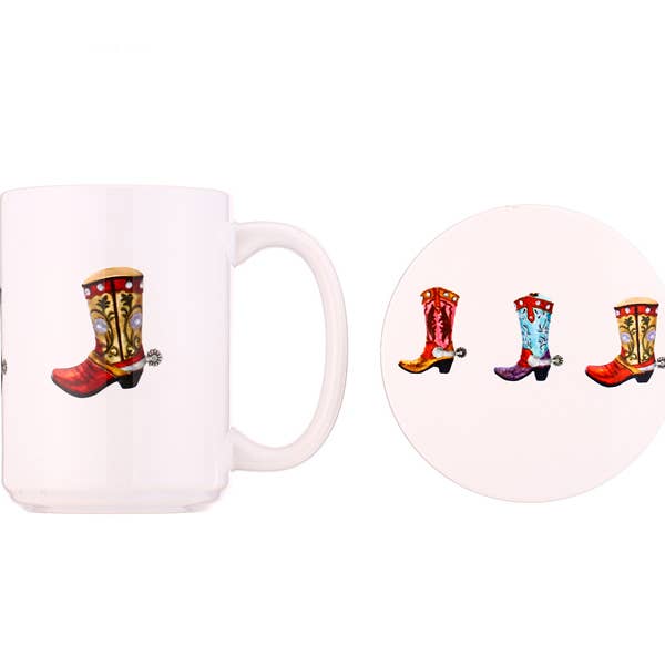Nima Accessories Inc - Vendita all'ingrosso Tazza - Set Tazza da Caffè e Sottobicchiere Stivale da Cowgirl per Signore1