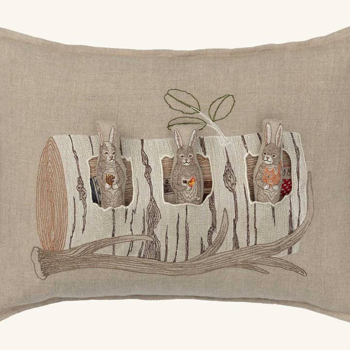 Coral & Tusk – Almofada decorativa/de sofá por atacado – Almofada de Bolso Aspen Log Bunnies6