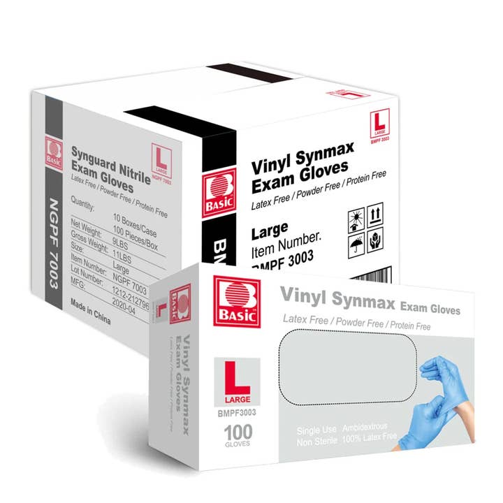 MT Products - Wholesale Cleaning Gloves - Intco/Basic Medical Synmax Vinyl Exam Gloves - 1000 Pieces