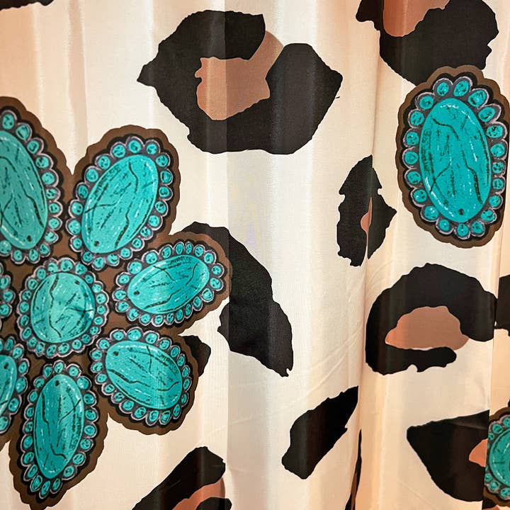 Flying S Company - Wholesale Bathroom Accessory Set - Wild in Turquoise Shower Curtain Set2