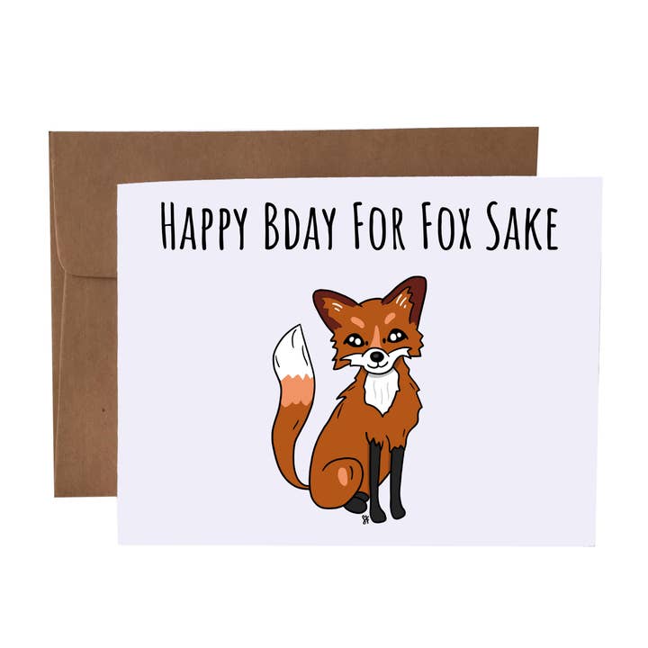 Happy Bday For Fox Sake | Fox Pun Geburtstags-Grußkarte für den Großhandel von SKP ink