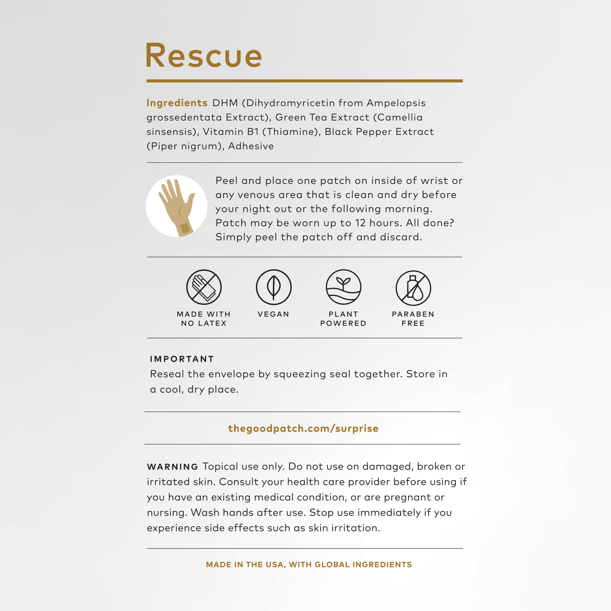 The Good Patch - Wholesale Oral Supplement/Vitamin - Rescue Limited Edition Wearable Wellness Patch6