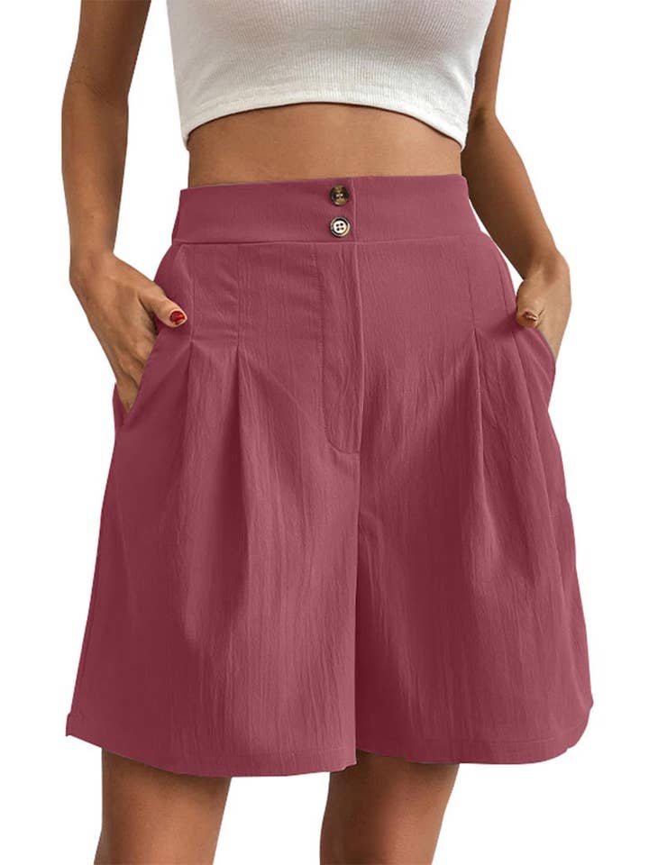 safistyle - Wholesale Shorts - Women's - High-Rise Buttoned Shorts11