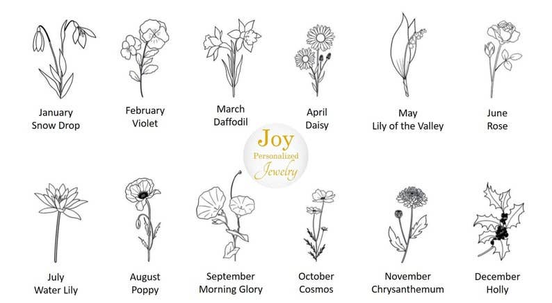JoyPersonalized - Wholesale Pendant/Charm Necklace - Birth Flower Name Necklace5