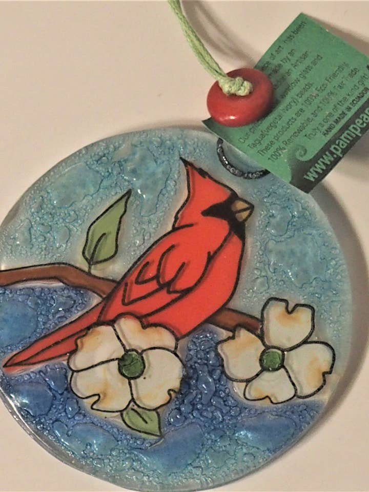 Cardinal On Dogwood Ornament / Suncatcher for wholesale by Pampeana