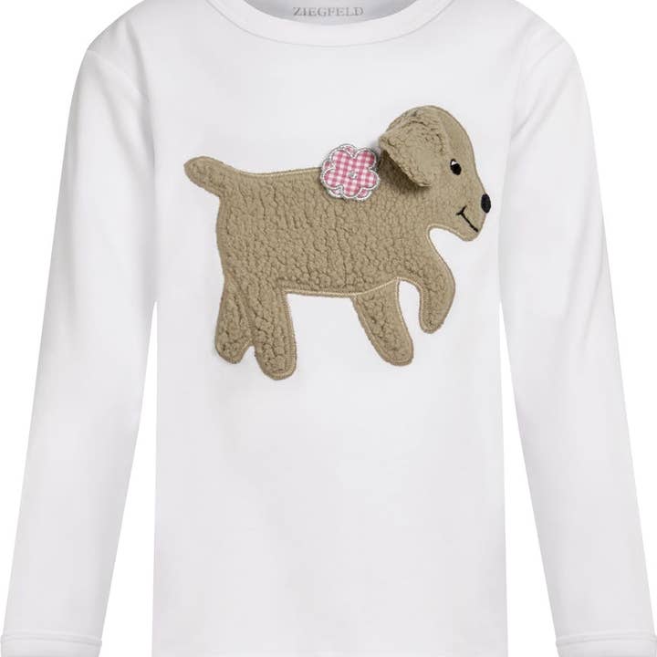Camisa Dog Kitty, con flor rosa, larga para venta al por mayor de Ziegfeld Kids