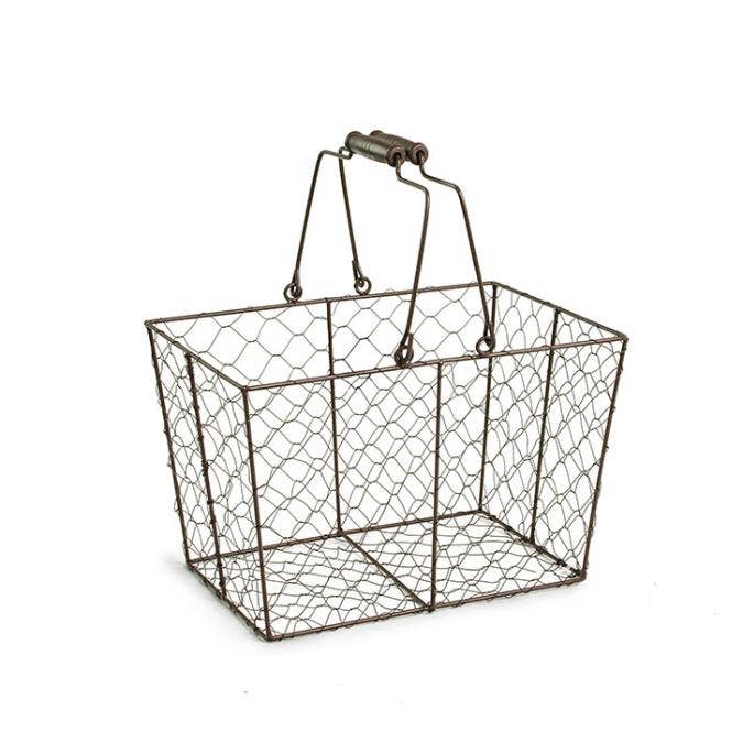 Buhi Imports - Wholesale Basket - 12 inch Wire Rectangular Shop Basket  with Folding Handle2