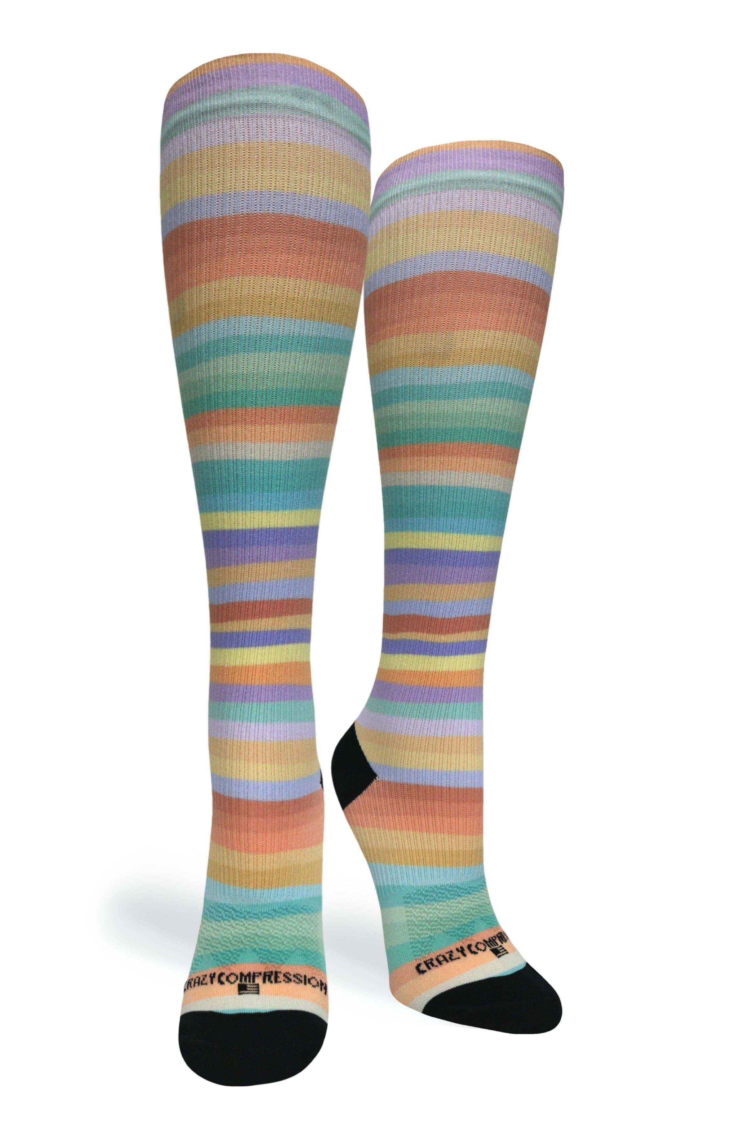 Crazy Compression - Wholesale Socks - Unisex - 360 Spring Stripes OTC Compression Socks (Standard & Extra Wide)