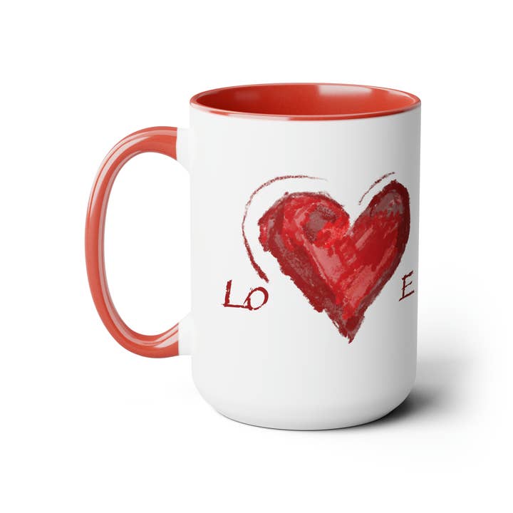 Tazze bicolore Love Heart 15 oz. (due colori) per la vendita all'ingrosso da parte di Blue Cava