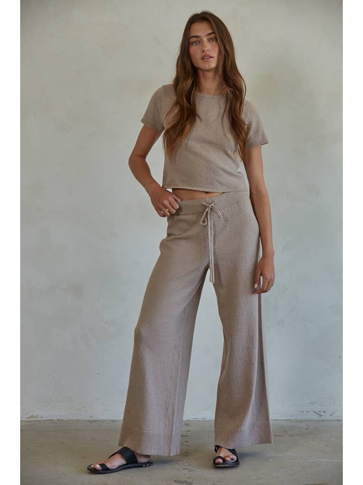 By Together - Wholesale Pants - Women's - W1634 | Knit Sweater Cotton Nylon Polyester Wide Leg Pants