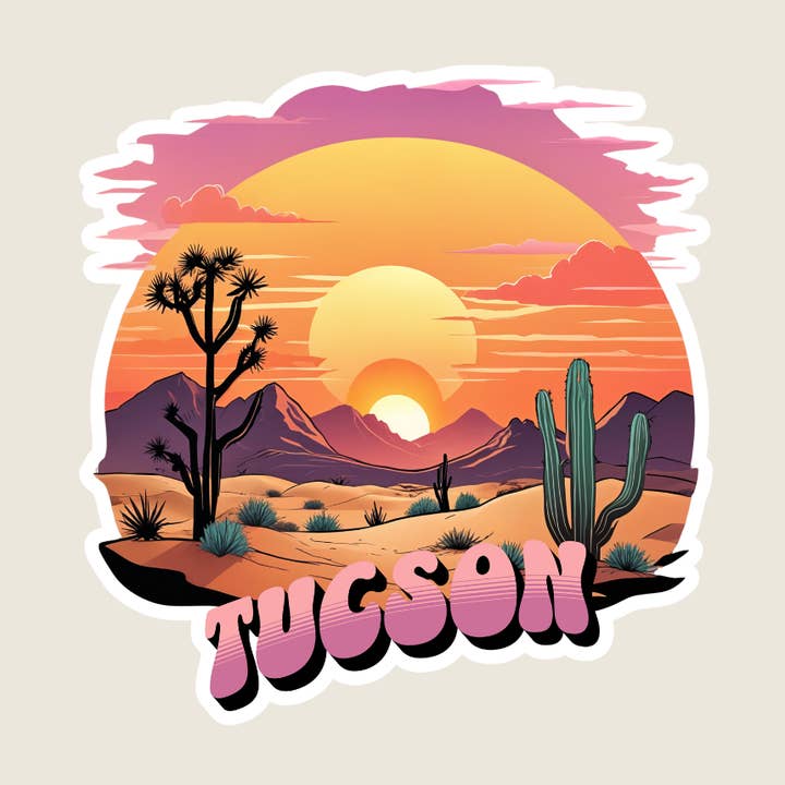 Desert Landscape Sunset Custom Souvenir Sticker (D1018) for wholesale by Shoreline Summit