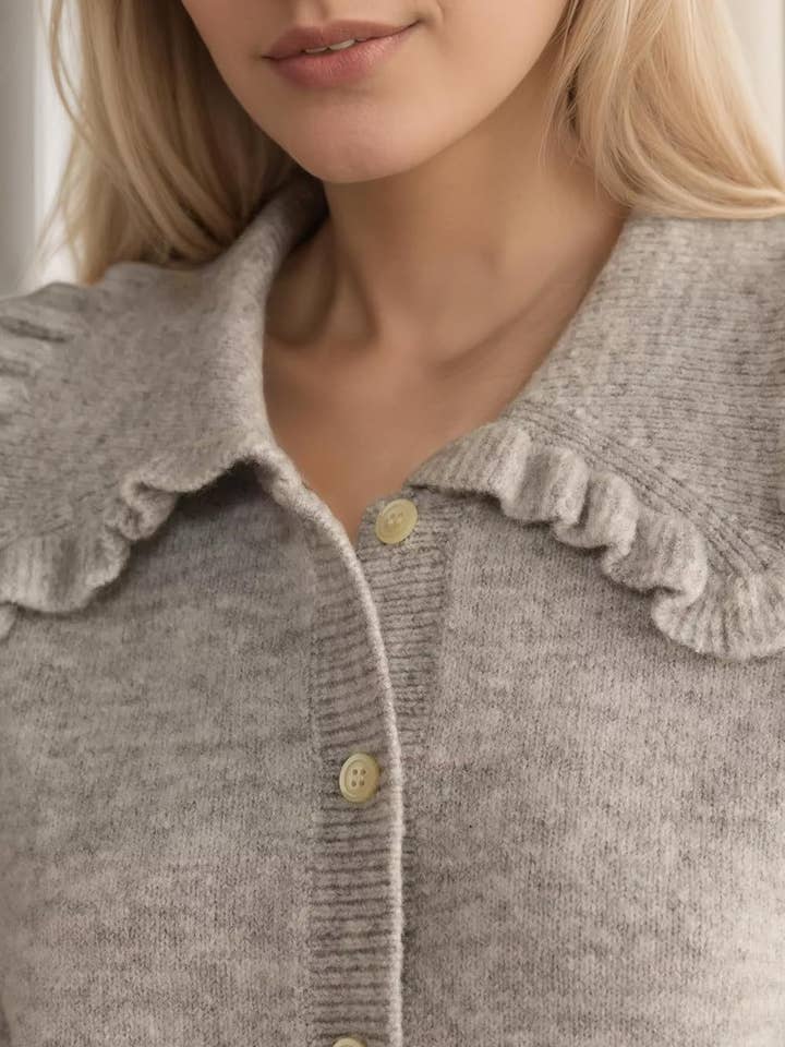 Lily Clothing - Wholesale Cardigan - Women's - Doll collars loose jumper Knitted Cardigan1