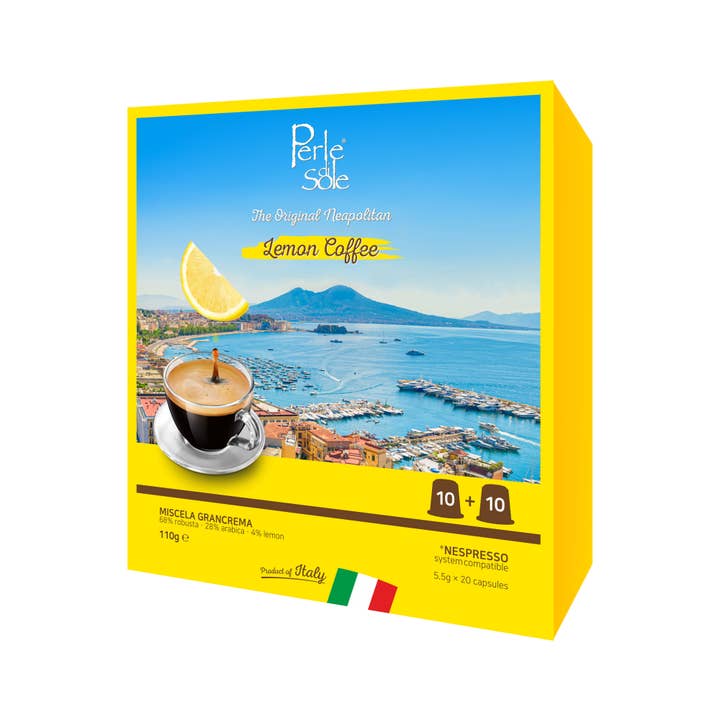 Perle di Sole - Vendita all'ingrosso Caffè/espresso istantaneo - Caffè al limone - scatola bipack da 20 capsule