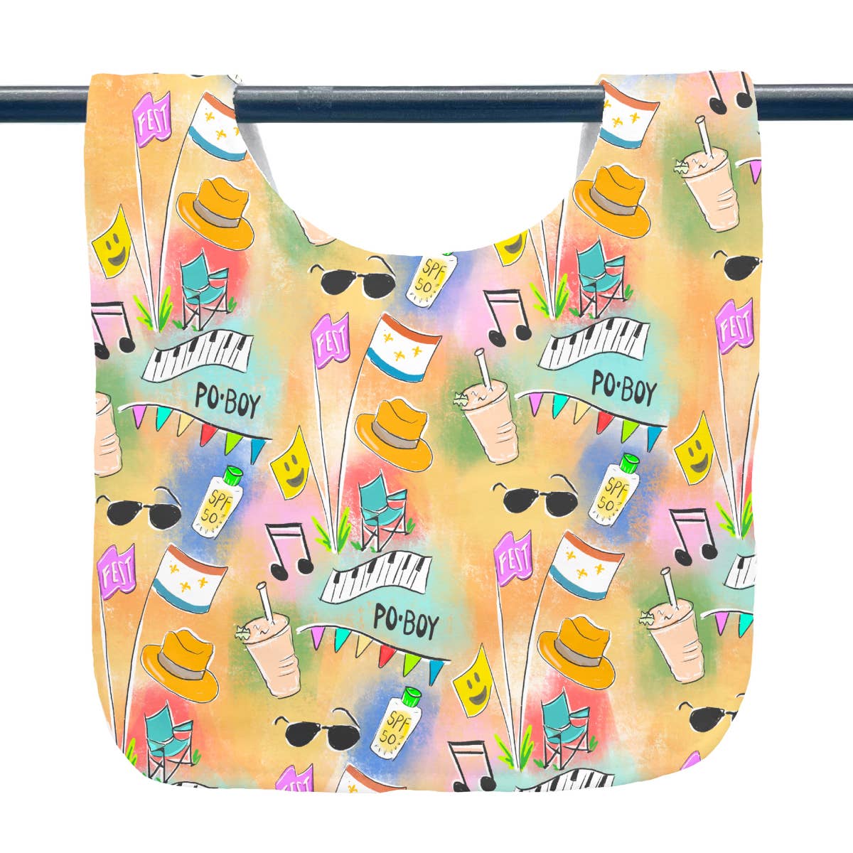 Jazz Fest Shirt Pattern Baby Bib - New Orleans Baby Gift for wholesale by Home Malone