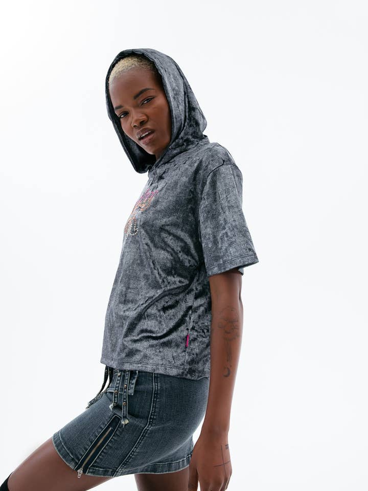Oversize Hood T-Shirt Metallic Grey for wholesale by PunkyFish London