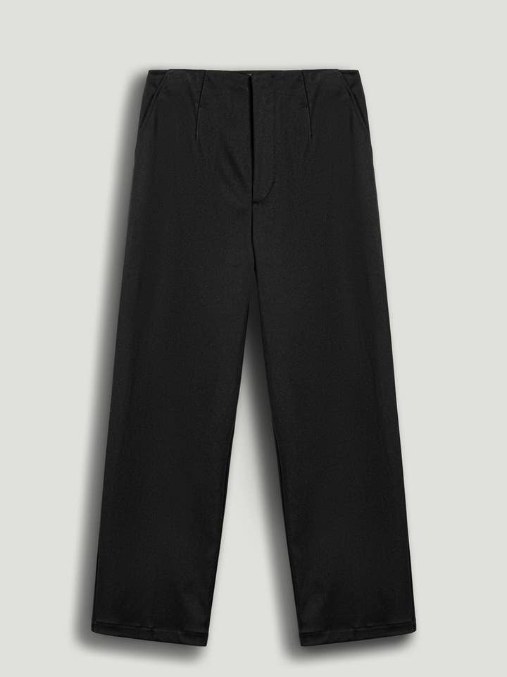 Black Pleat Detailed Pants for wholesale by NOCTURNE