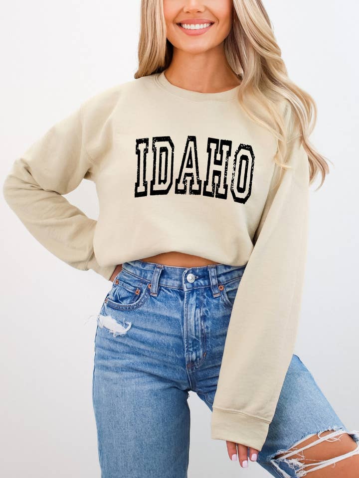 Chandail à col rond de l'État de l'Idaho pour la vente par Desert Raine