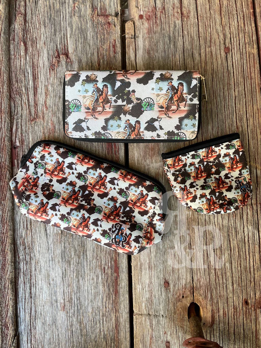 Ropes and Rhinestones - Wholesale Portemonnee - Dames - Runderhuid Round Up Dubbele Rits Portemonnee Groothandel4