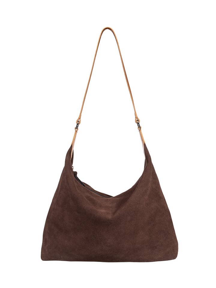 Aspen Suede Hobo Bag - Saddle for wholesale by Ivy Cove