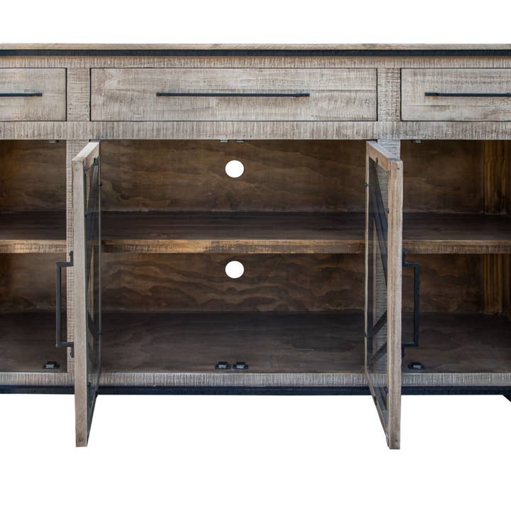 72" Brown Solid and Manufactured Wood Distressed Credenza for wholesale by HomeRoots