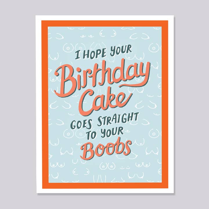 Boobs Hand Lettered Birthday Card for wholesale by Design Corner