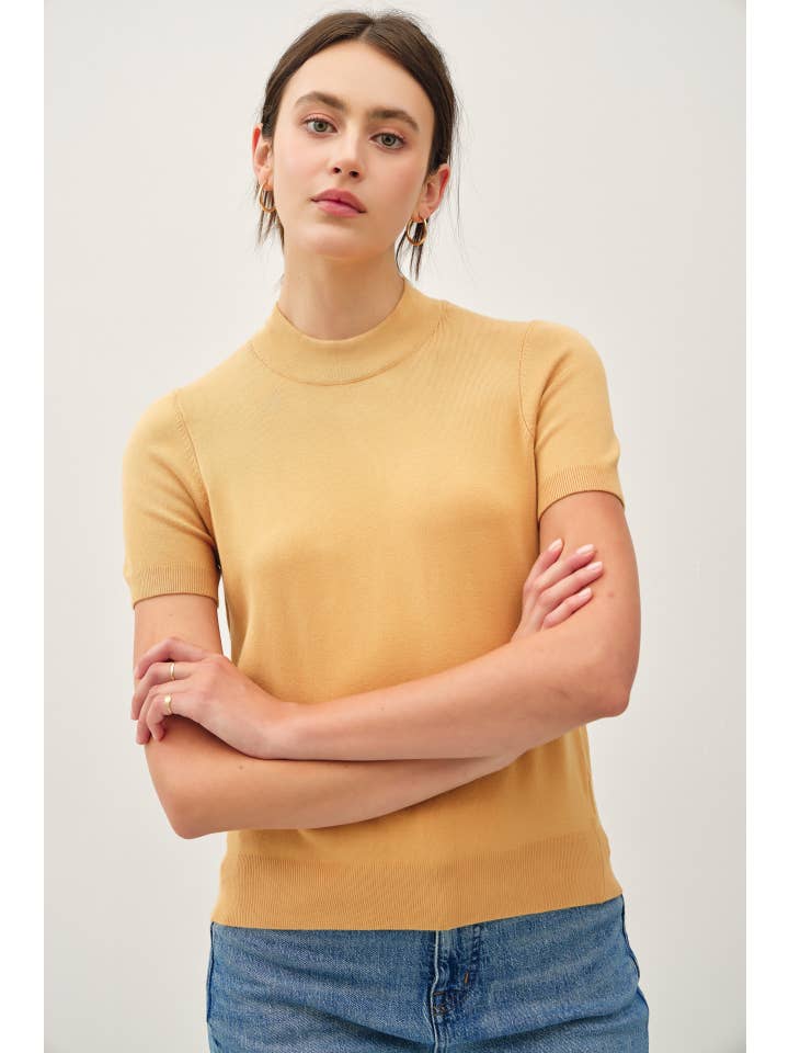 Be Cool - Wholesale Knit Sweater - Women's - SHORT SLEEVE MOCK NECK SWEATER