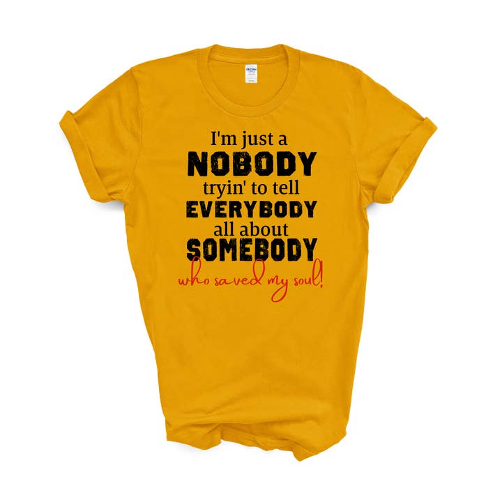 Nobody but Jesus Christian T-Shirt for wholesale by Love Ann Joy Apparel, LLC
