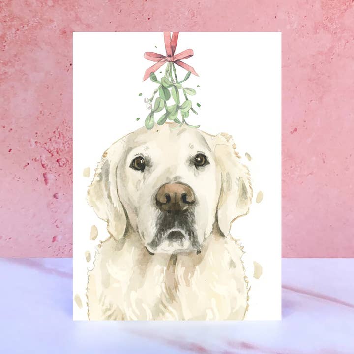 English Cream Golden Retriever Christmas Card for wholesale by Robert James Hull