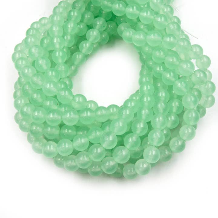 Contas de jade lisas tingidas | Contas de pedras preciosas redondas brancas tingidas azul-petróleo azul turquesa verde - 4 mm 6 mm 8 mm 10 mm 12 mm disponível por atacado de Only Beads