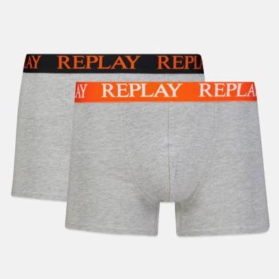 2er-Pack graumelierte Replay Herren-Boxershorts für den Großhandel von NHP International