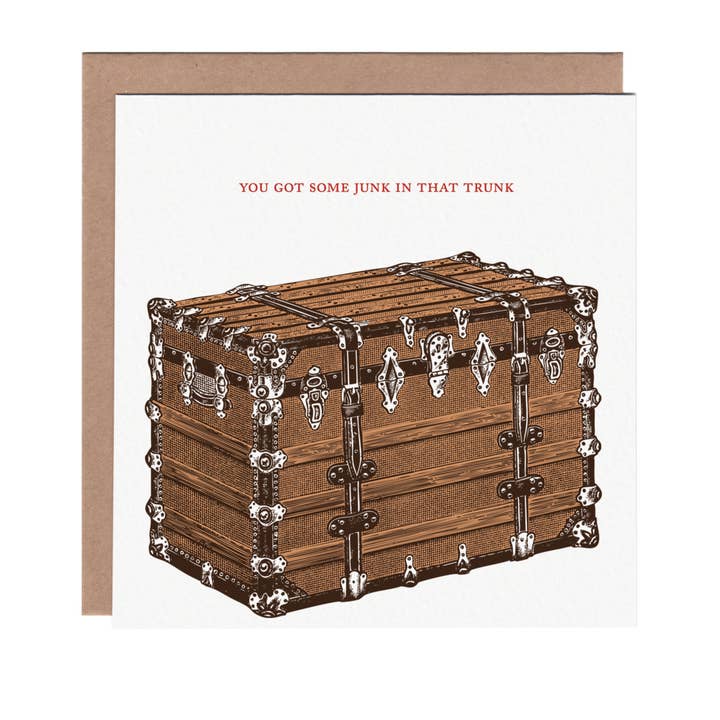 Junk in the Trunk Valentine’s Day Greeting Card for wholesale by Ampersand M Studio