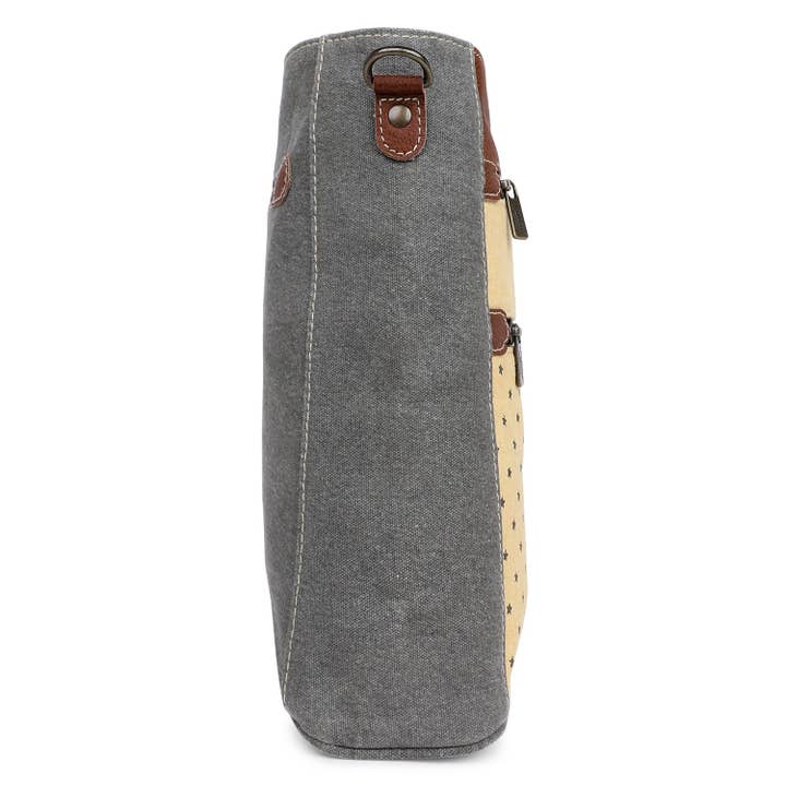 Sixtease Bags USA - Wholesale Crossbody Bag - Women's - Canvas Cowhide & Leather Women Crossbody - Peach/Dim Gray
