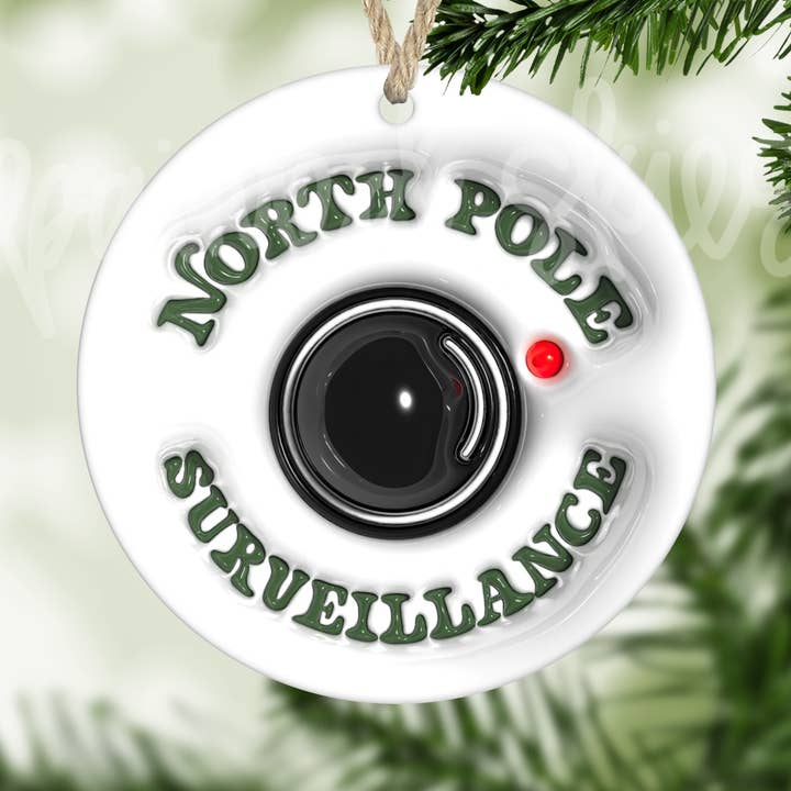 Santa Cam North Pole Surveillance Christmas Ornament for wholesale by Painted Skies