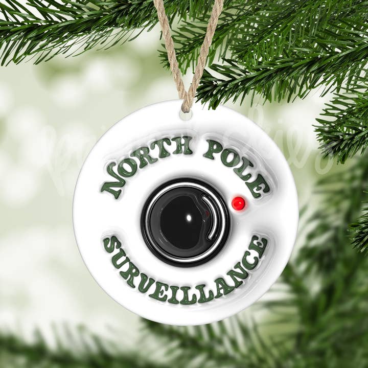 Painted Skies - Wholesale Ornament - Santa Cam North Pole Surveillance Christmas Ornament
