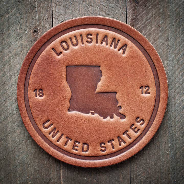 Sous-verre en cuir Louisiana State Silhouette pour la vente par Sugarhouse Leather