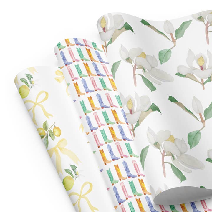 Set di carta da regalo acquerello per ragazze. per la vendita all'ingrosso da parte di Magnolia Paperie